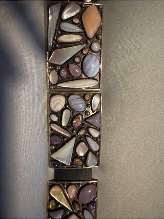 Vintage Accessories - Authentic Vintage Mosaic Pastel Stone Concho Belt